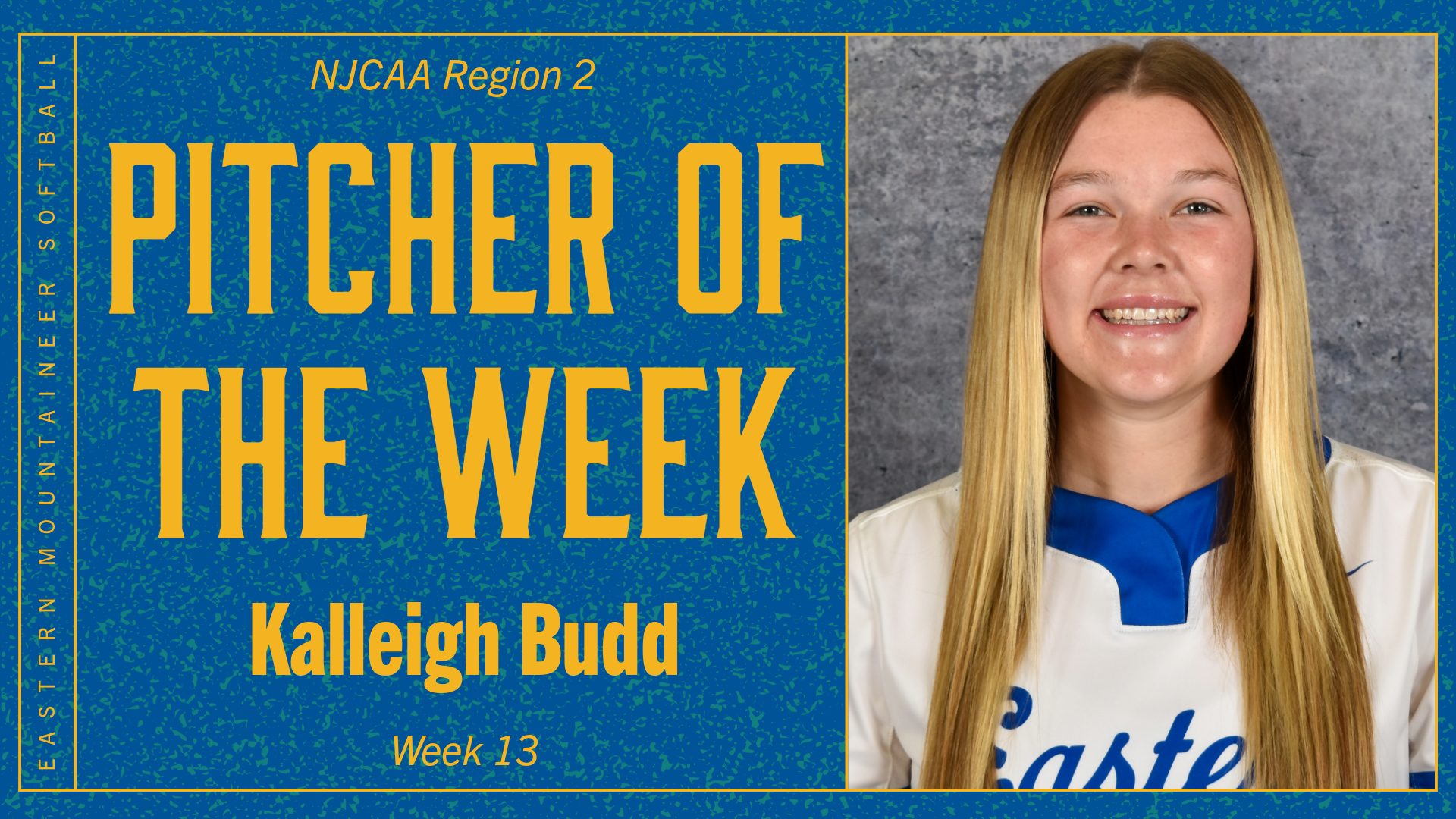 Kalleigh Budd Earns First NJCAA Region 2 Pitcher of the Week Honors of Season